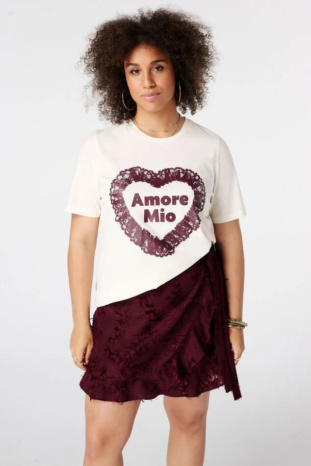 T shirt avec illustration en dentelle